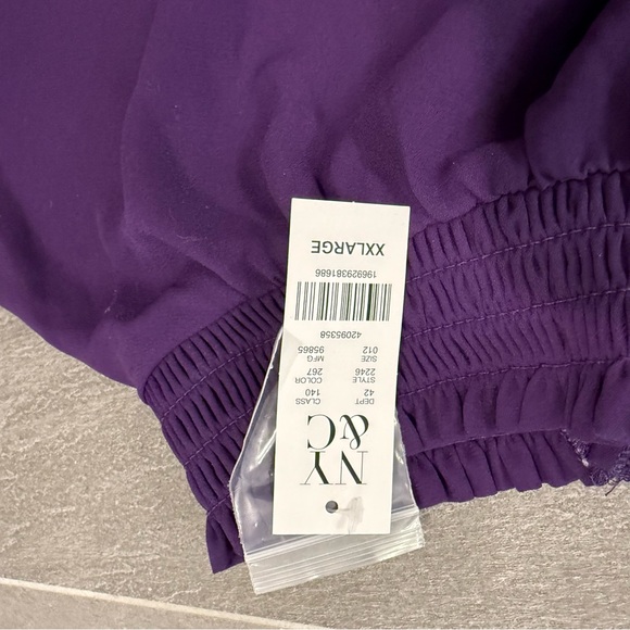 New York & Company Purple Blouse with Mandarin Collar and Relaxed Fit - Picture 5 of 7
